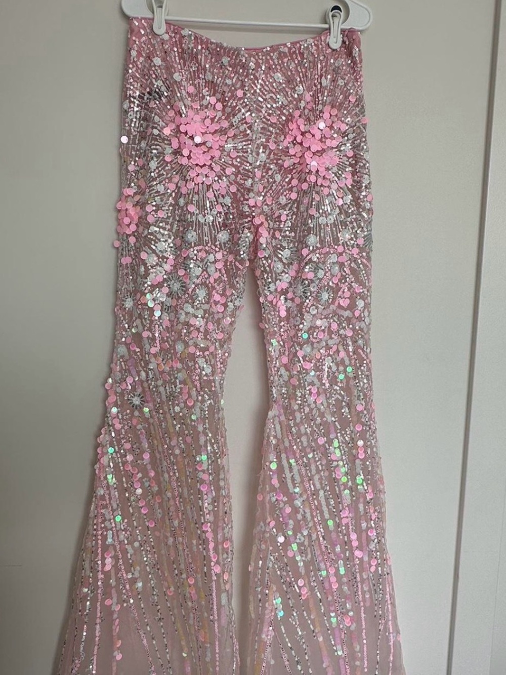 Eliya the Label Alyce Pants - Embellished Pink Wide Leg Sheer Pants - Picture 2 of 9
